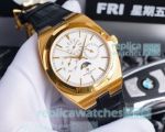 Swiss Copy Vacheron Constantin Overseas Leather Watch Yellow Gold Case